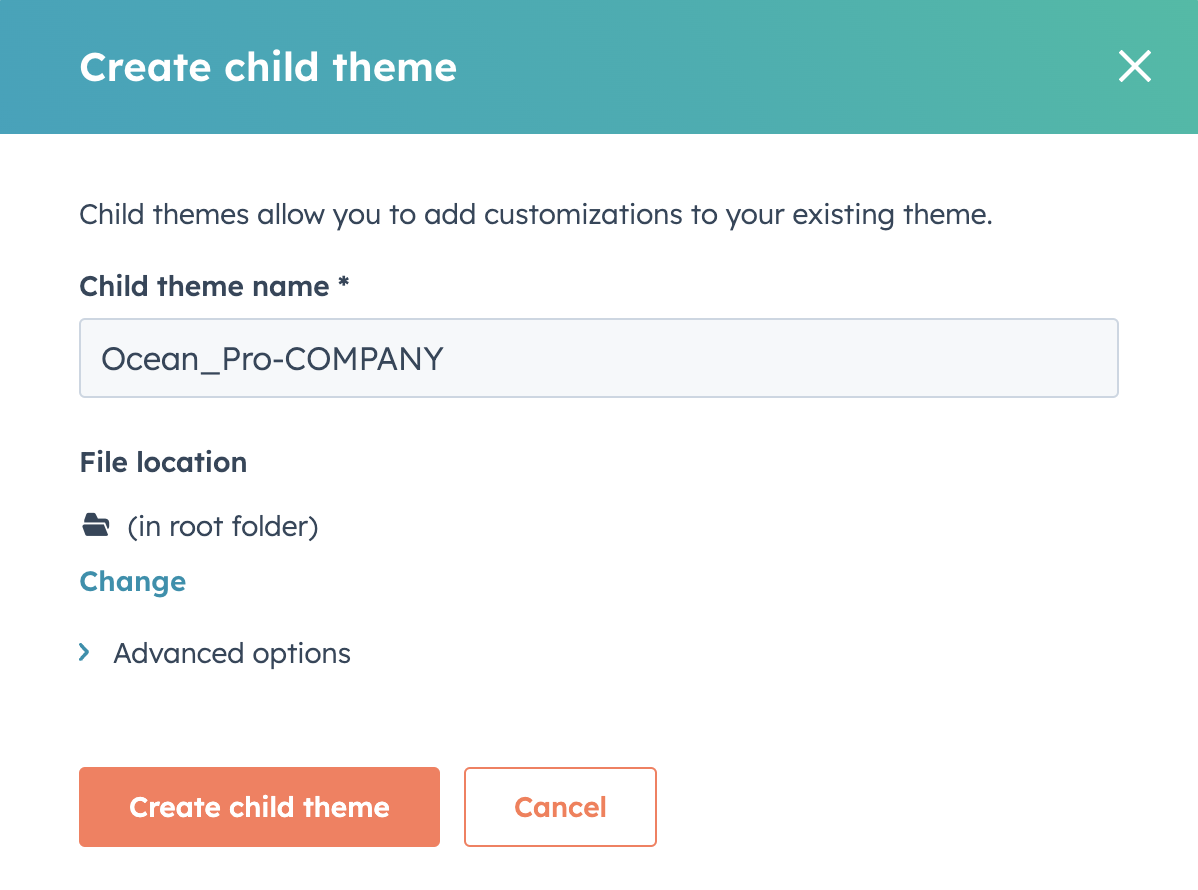 Create a Child Theme in HubSpot