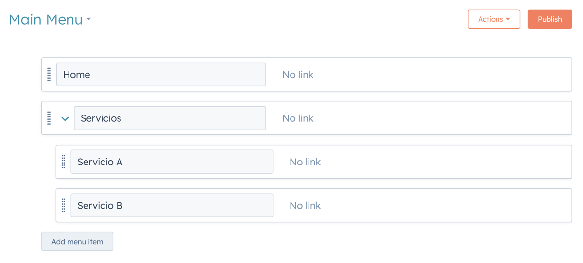 Create Navigation Menu HubSpot
